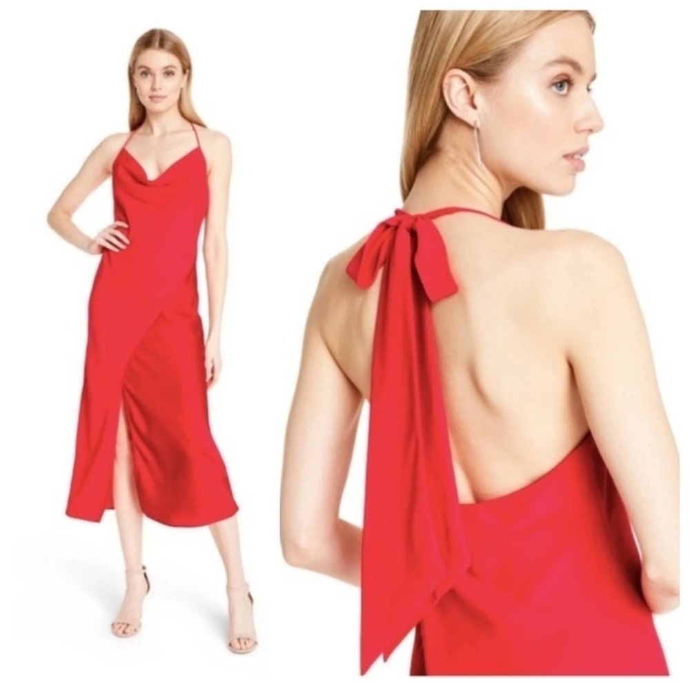 Cushnie 18W Red Halter Midi Dress